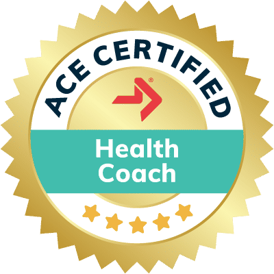 a badge with the text health coach and five stars