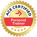 badge of ace personal trainer certification located on the ace fitness personal trainer certification webpage